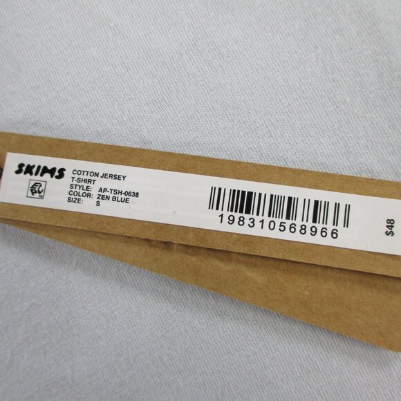 SKIMS Cotton Jersey T Shirt Womens Small Zen Blue Short Sleeve Crewneck Casual - Picture 4 of 9